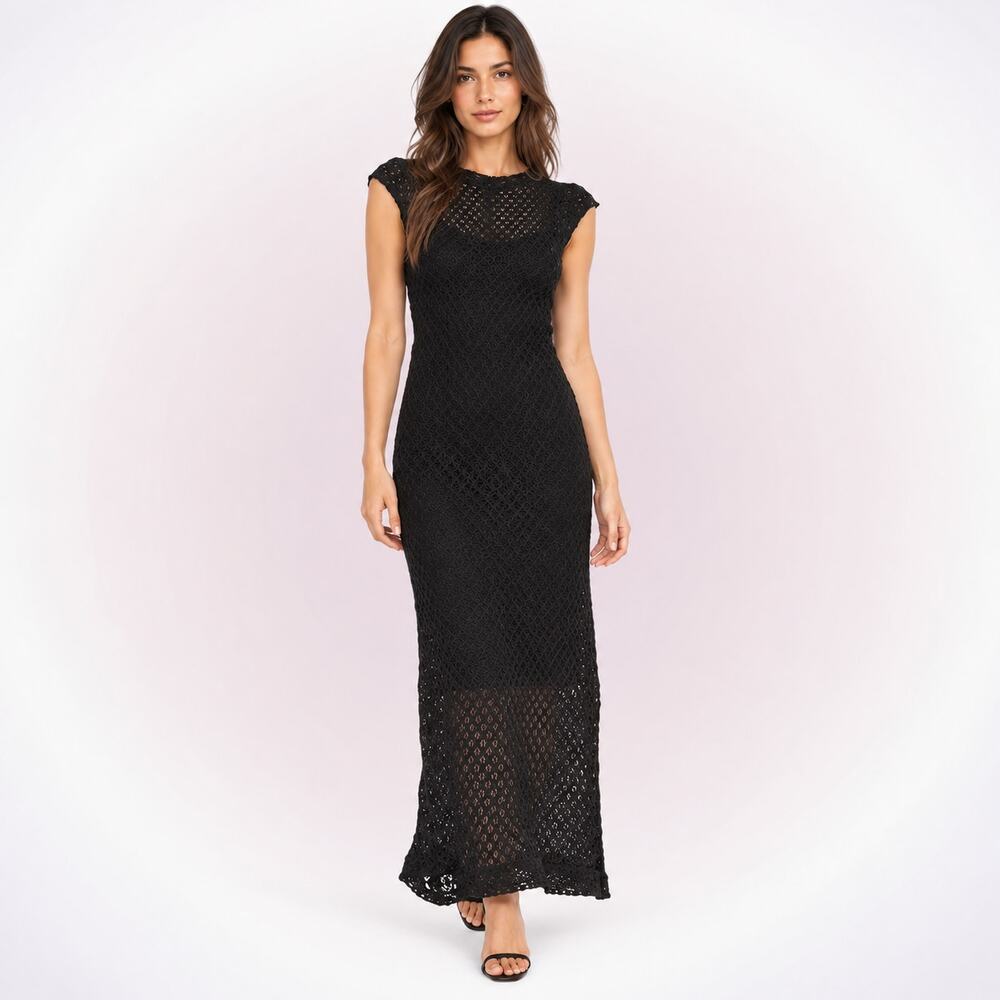 Express Layered Lace Maxi Dress Black | Sz S